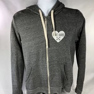 FIVEFOLD ST LOUIS BAND HOODIE ADULT MEDIUM FULL ZIP GRAY DOUBLE SIDED HOODED